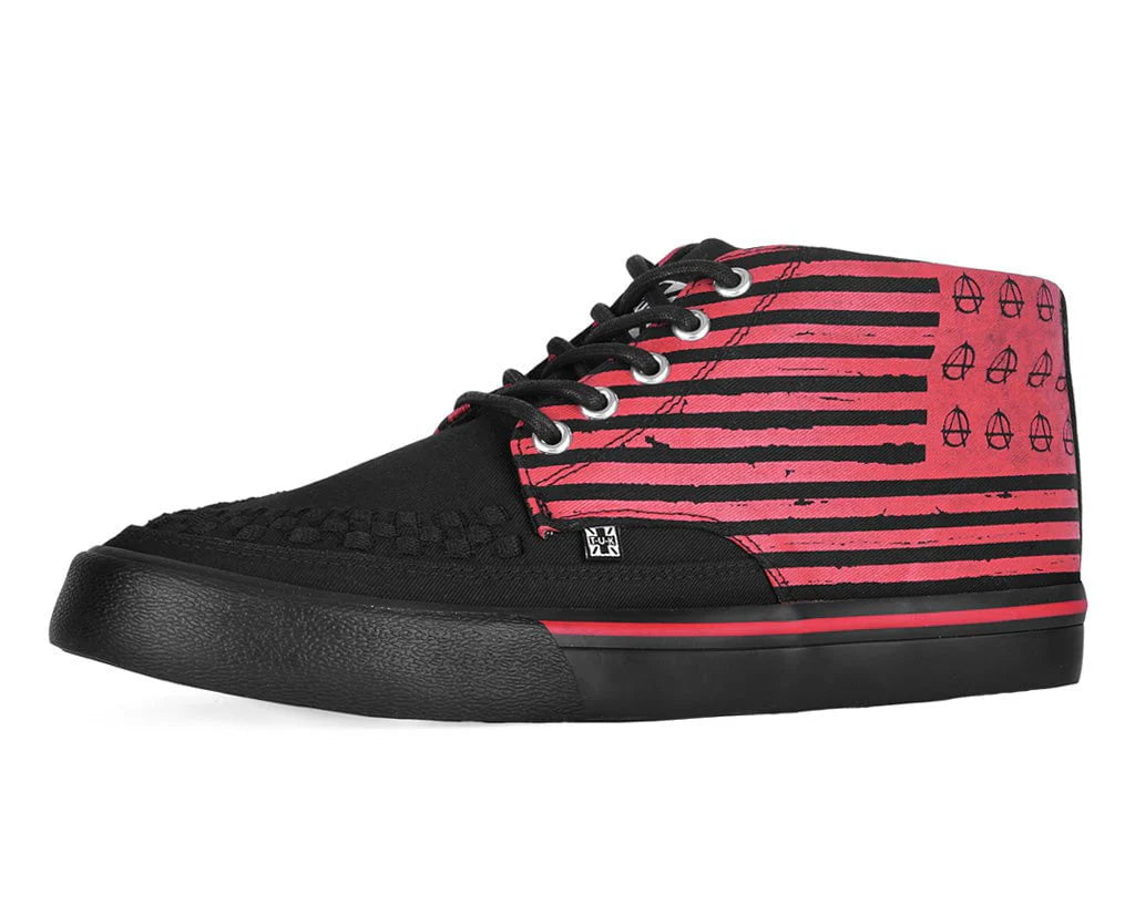 TUK Black & Red Anarchy Striped 5 Eye Sneaker