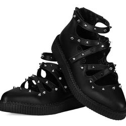 TUK Black Studded Cross Strap Mary Jane