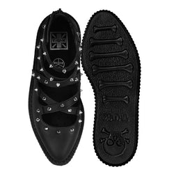 TUK Black Studded Cross Strap Mary Jane