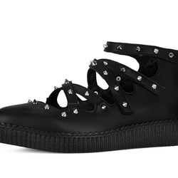 TUK Black Studded Cross Strap Mary Jane