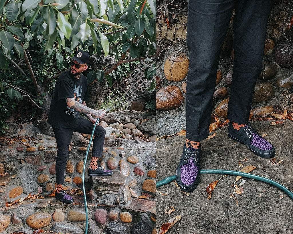 TUK Black & Purple Leopard D-Ring Sneaker