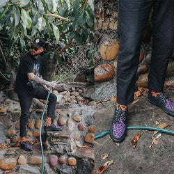 TUK-A9690 Black & Purple Leopard D-Ring Sneaker