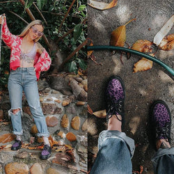 TUK Black & Purple Leopard D-Ring Sneaker-Clearance