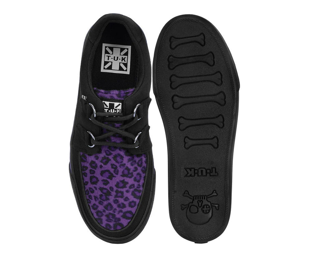 TUK Black & Purple Leopard D-Ring Sneaker