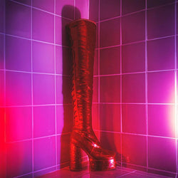 Creature of the Night Sequin Long Boots - Red