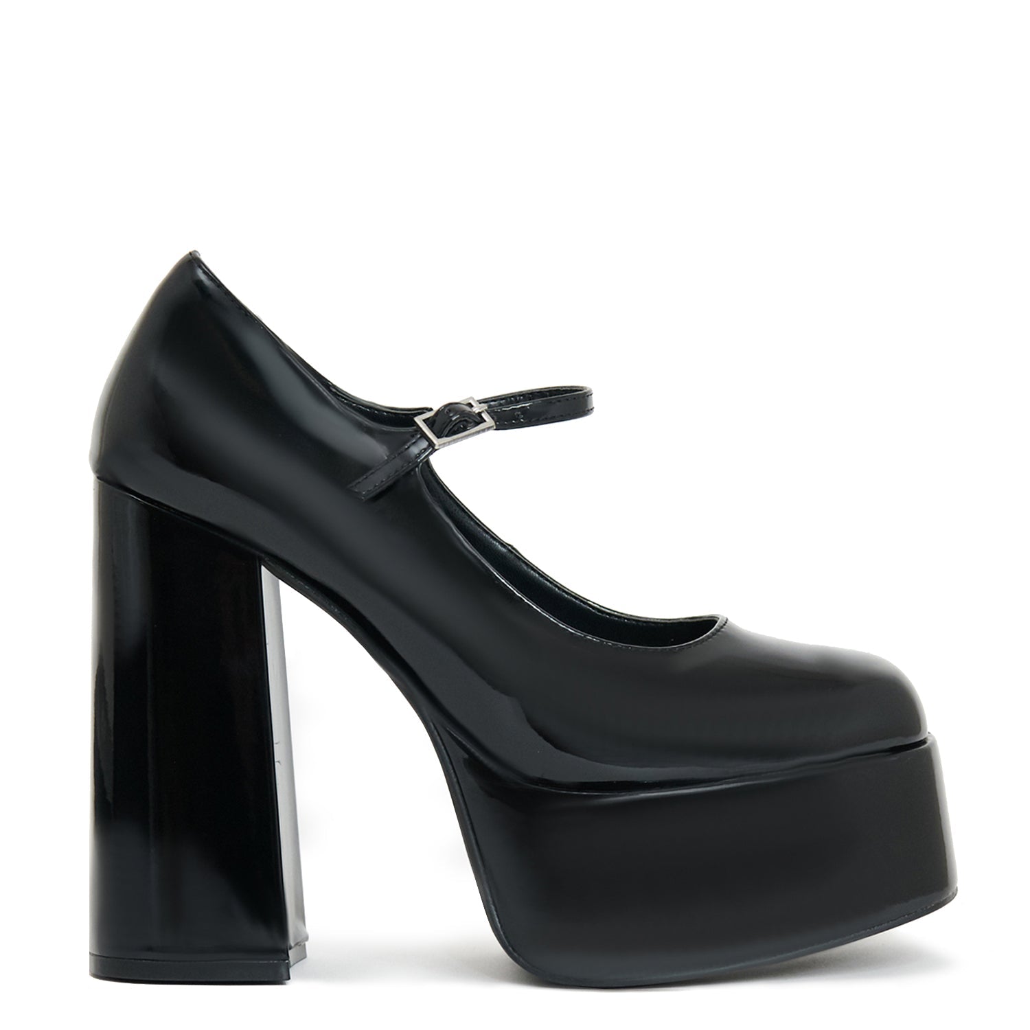 KOI Darkbloom Black Patent Platform Heels