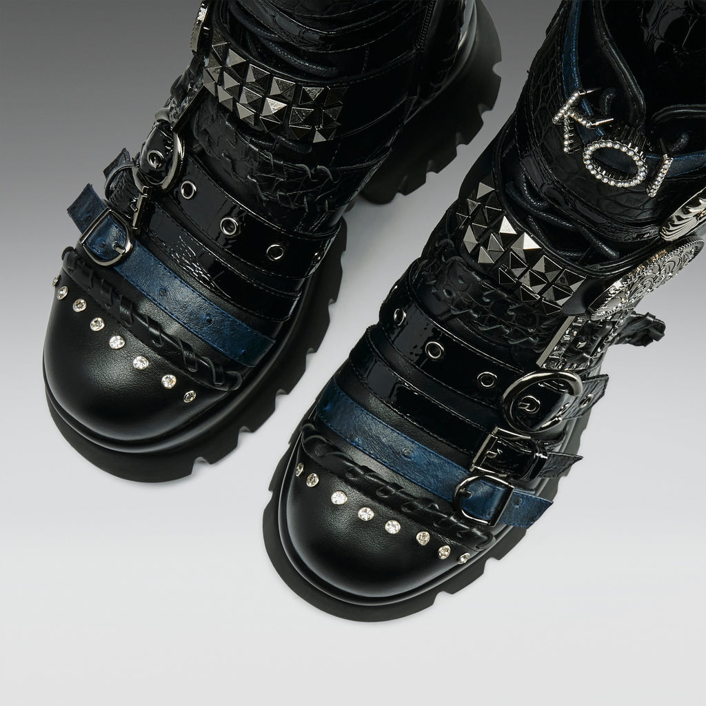KOI Enchained Belt Monster Boots- Black-Clearance