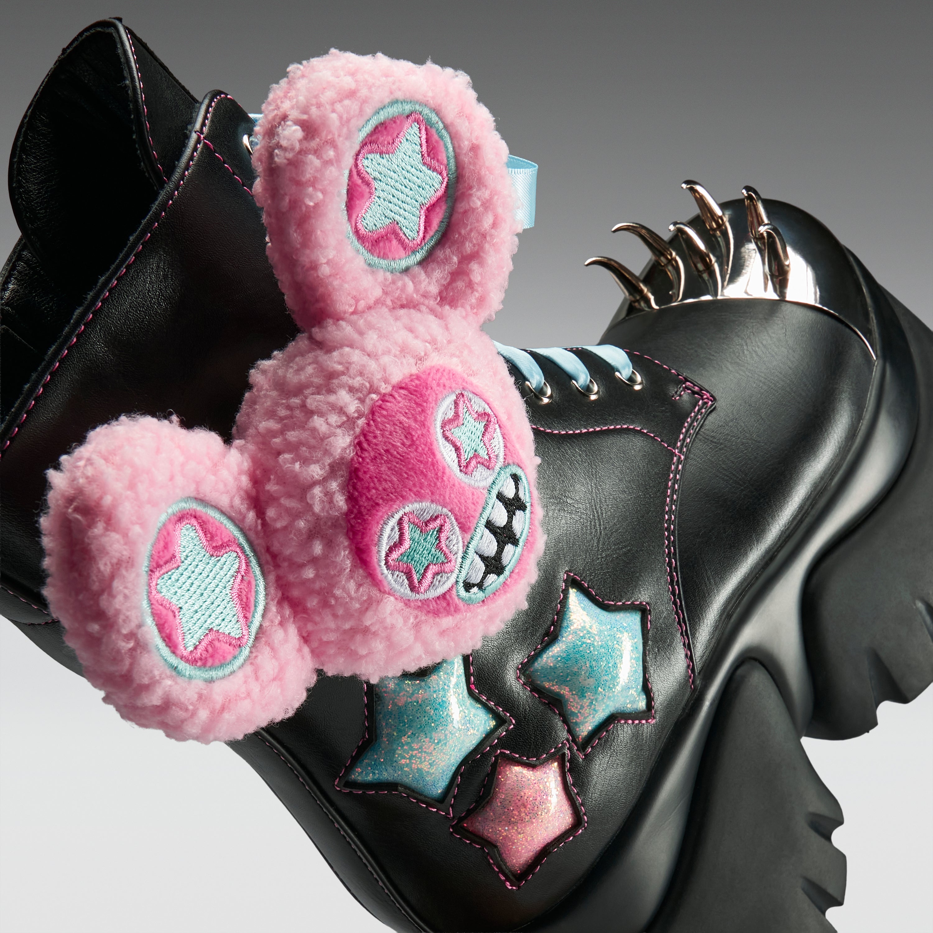 KOI Jazmin Bean x KOI Frunkrocker Sidekick Monster Boots - Black