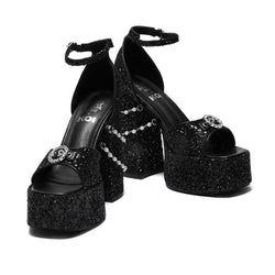 Frank N Furter Charm Heels - Black