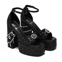 Frank N Furter Charm Heels - Black