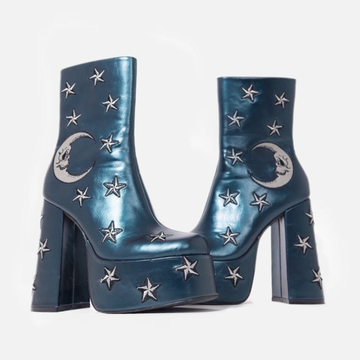 KOI Dreams of Mooncraft Teal Heeled Boots-Clearance