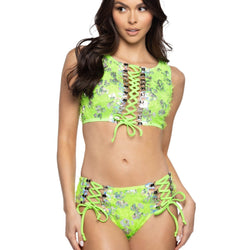 Eyelash Sequin & Prism Lace-Up Short