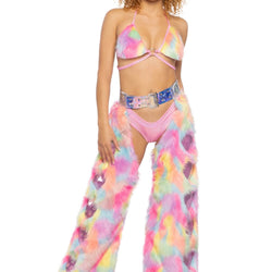 Faux Fur Rainbow Heart Chaps