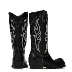 KOI Cryptek Men's Snub Nose Tall Cowboy Boots - Black Vintage