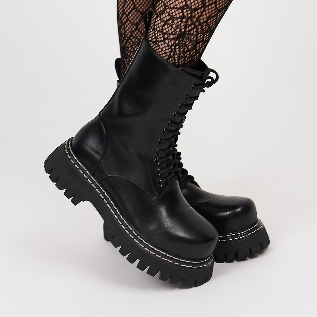 KOI Arasaka Double Rand Military Boots - Black