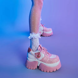 Bear Blushes Chunky Glitter Trainers - Pink