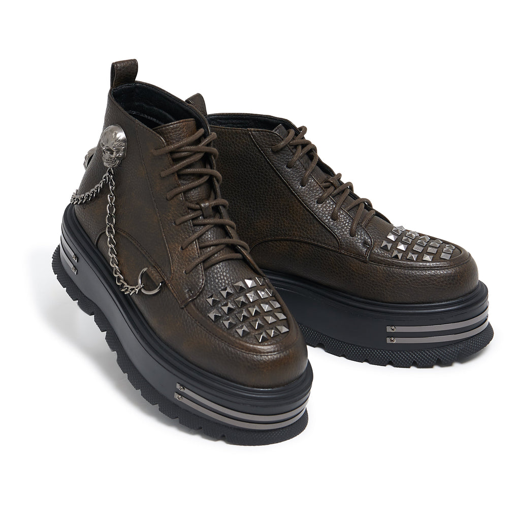 KOI Chained Up Envy Skull Hardware Platform Boots