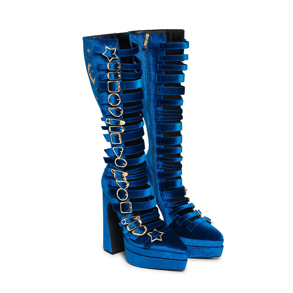 KOI Cyberspace Celestial Long Boots - Blue