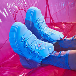 Fanciful Freddo Bear Ruffle Trainers - Baby Blue