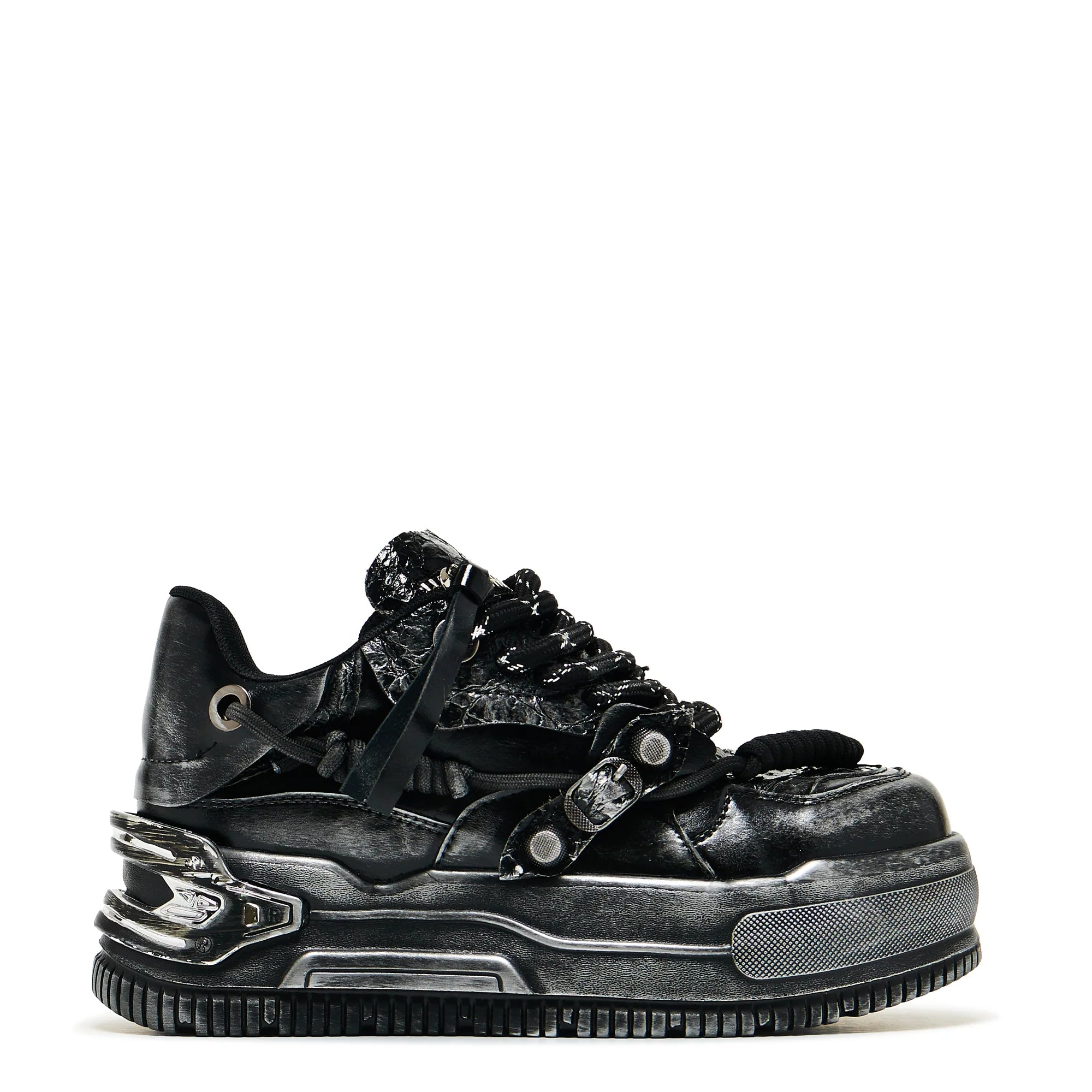 KOI Metamorphosis Distressed Platform Trainers - Charcoal