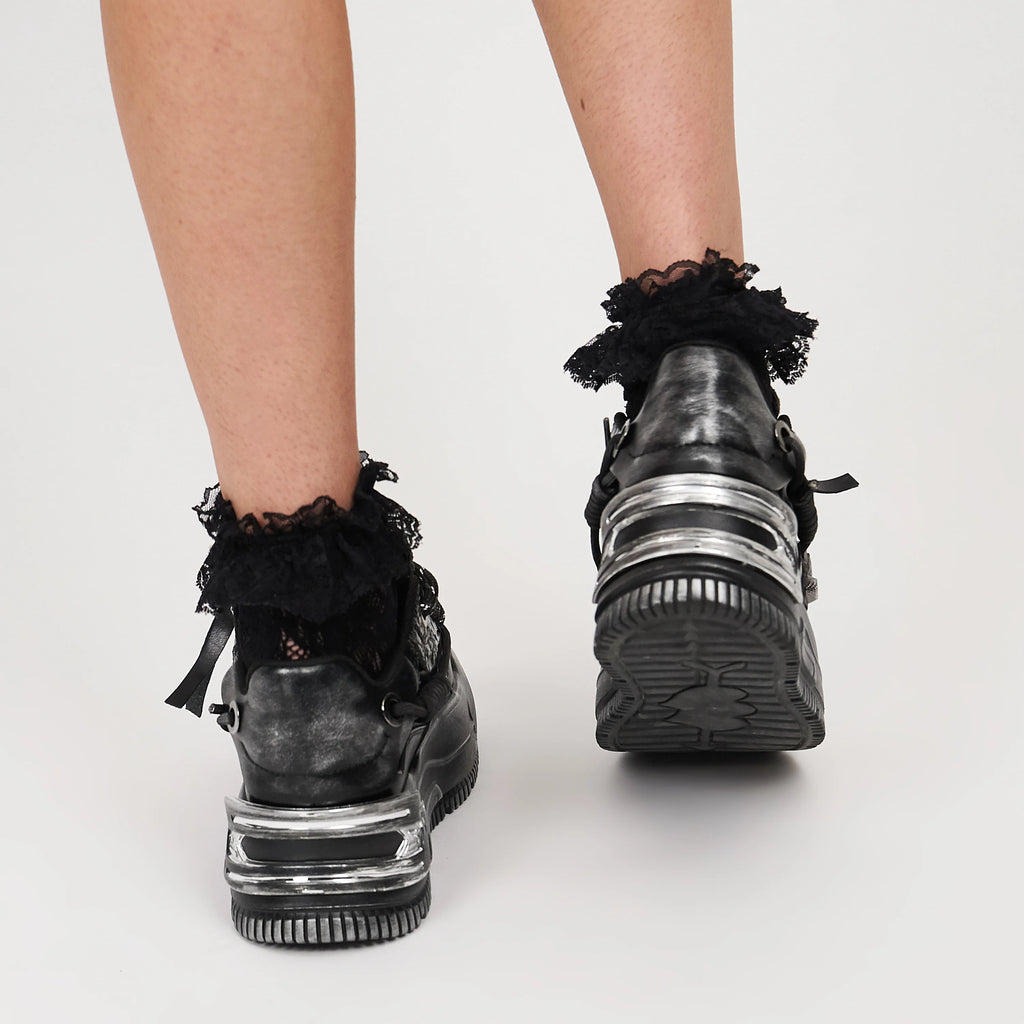 KOI Metamorphosis Distressed Platform Trainers - Charcoal-Clearance