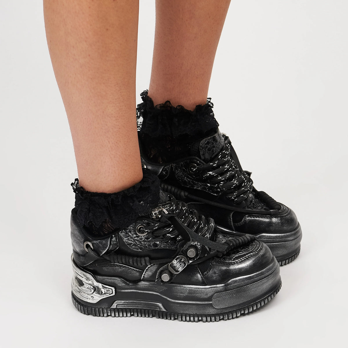 KOI Metamorphosis Distressed Platform Trainers - Charcoal-Clearance