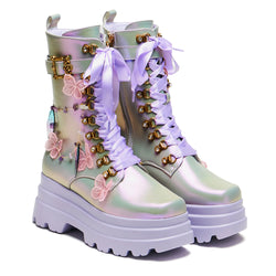 Nature's Flurry Trident Platform Boots - Purple