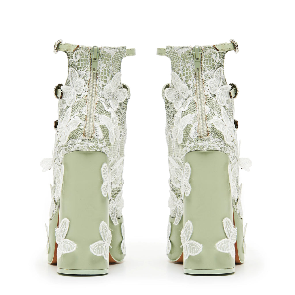 KOI Wild Lotus Butterfly Lace Platform Heels - Green