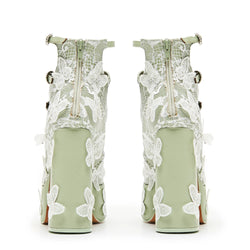 Wild Lotus Butterfly Lace Platform Heels - Green