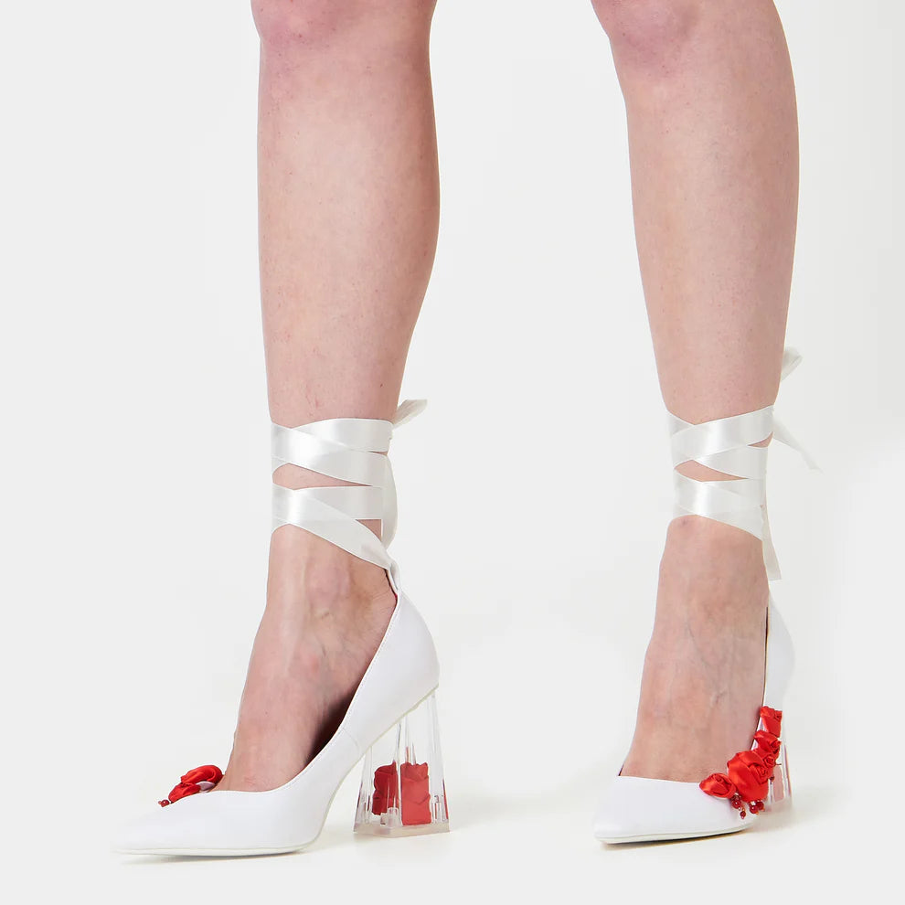 KOI Bella’s Nightmare Rose Heels - Pearl-White-Size 5-Clearance
