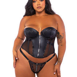 Lust & Leather Corset 2-Piece Set