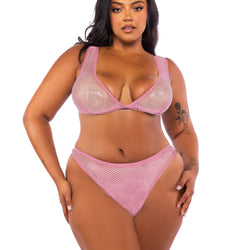 Think Pink Rhinestone Bralette 2-Piece Short Set