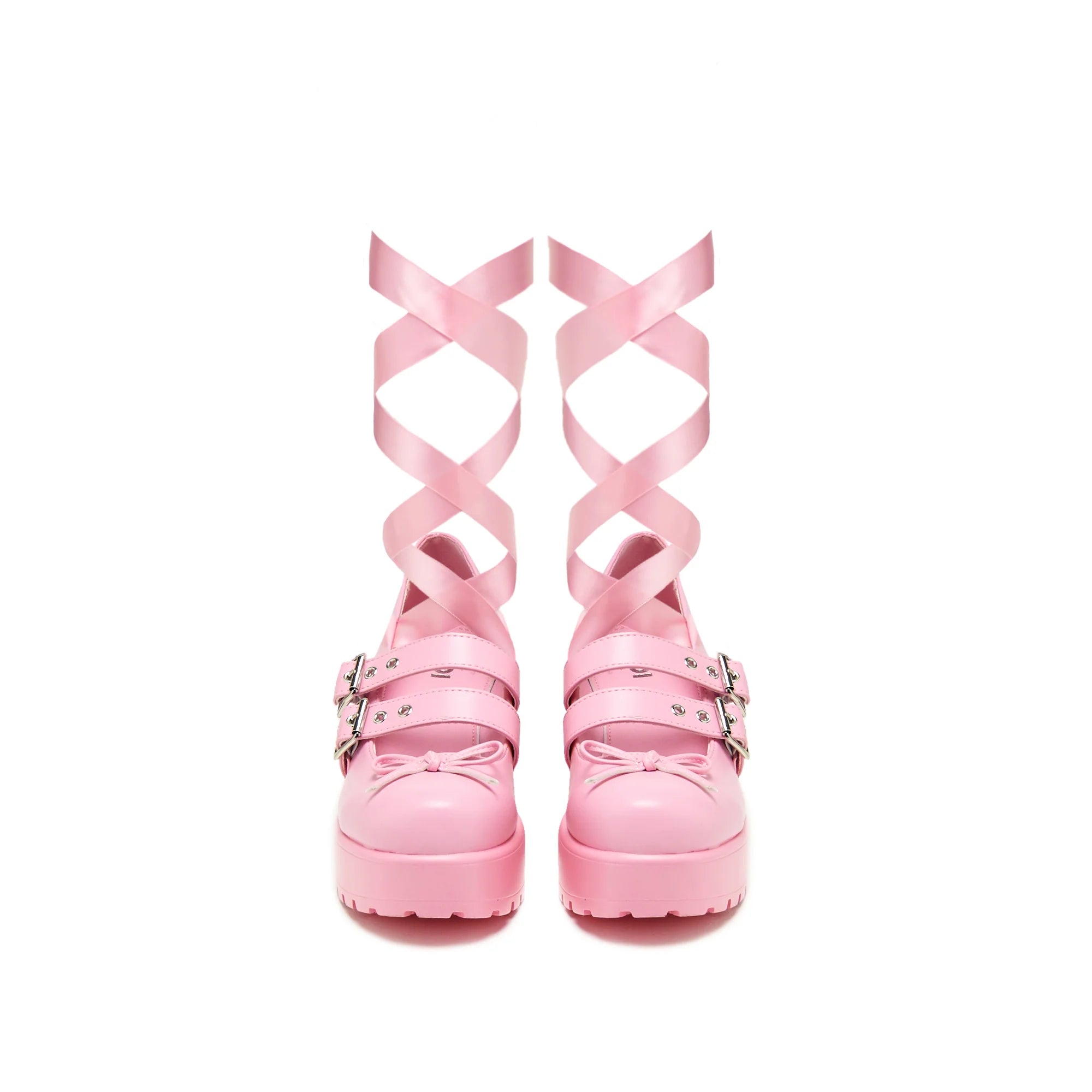 Miyako Lace Up Ballet Shoes - Pink-Clearance