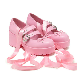 Miyako Lace Up Ballet Shoes - Pink