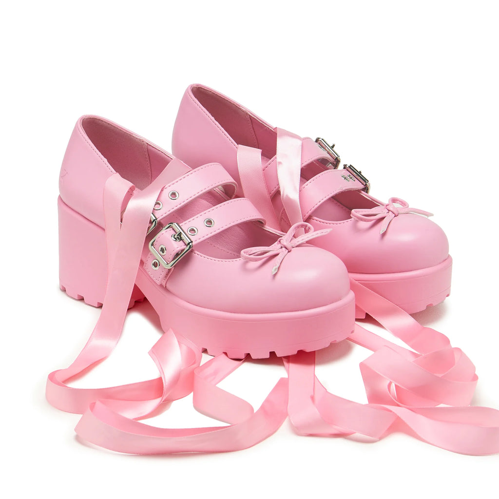 Miyako Lace Up Ballet Shoes - Pink-Clearance
