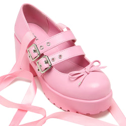 Miyako Lace Up Ballet Shoes - Pink