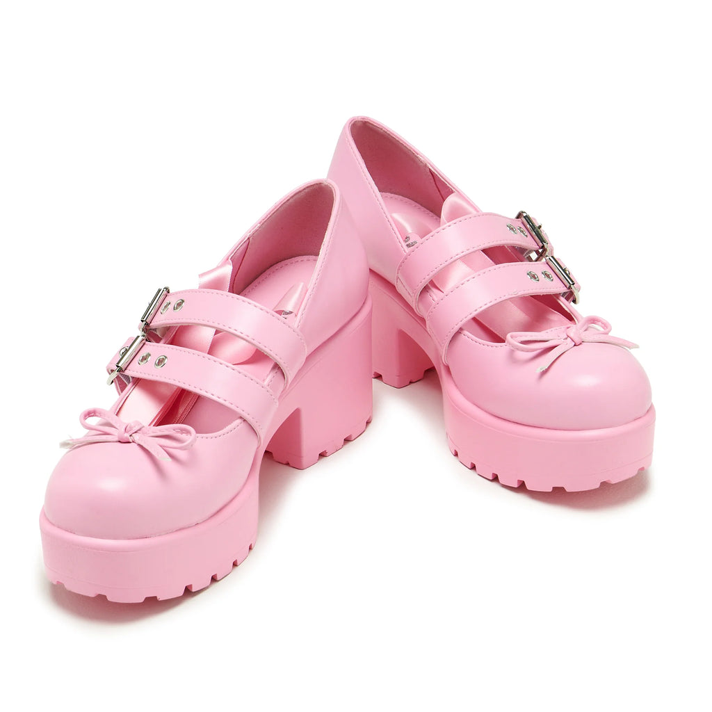 Miyako Lace Up Ballet Shoes - Pink-Clearance