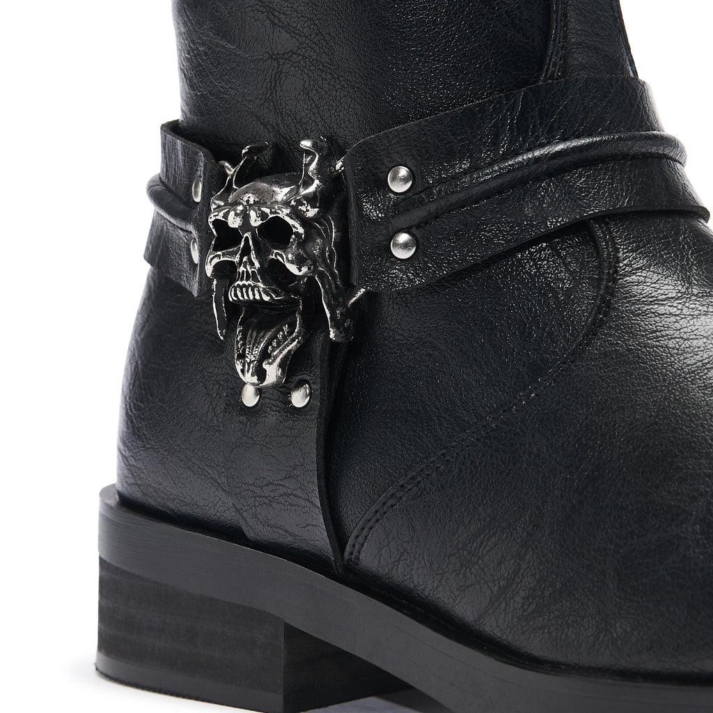 Legion Men's  Stacked Hardware Biker Boots - Vintage Black - Detail View