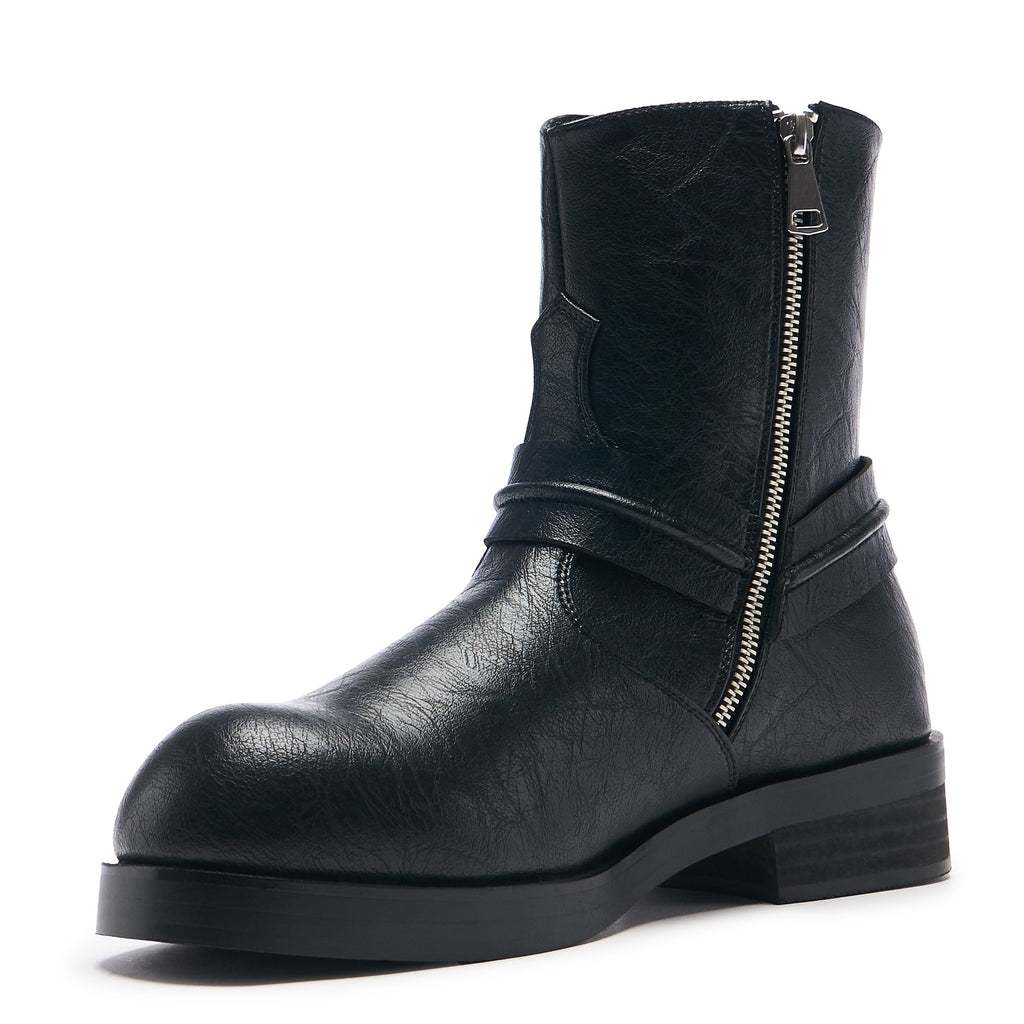 Legion Men's  Stacked Hardware Biker Boots - Vintage Black - Inside View