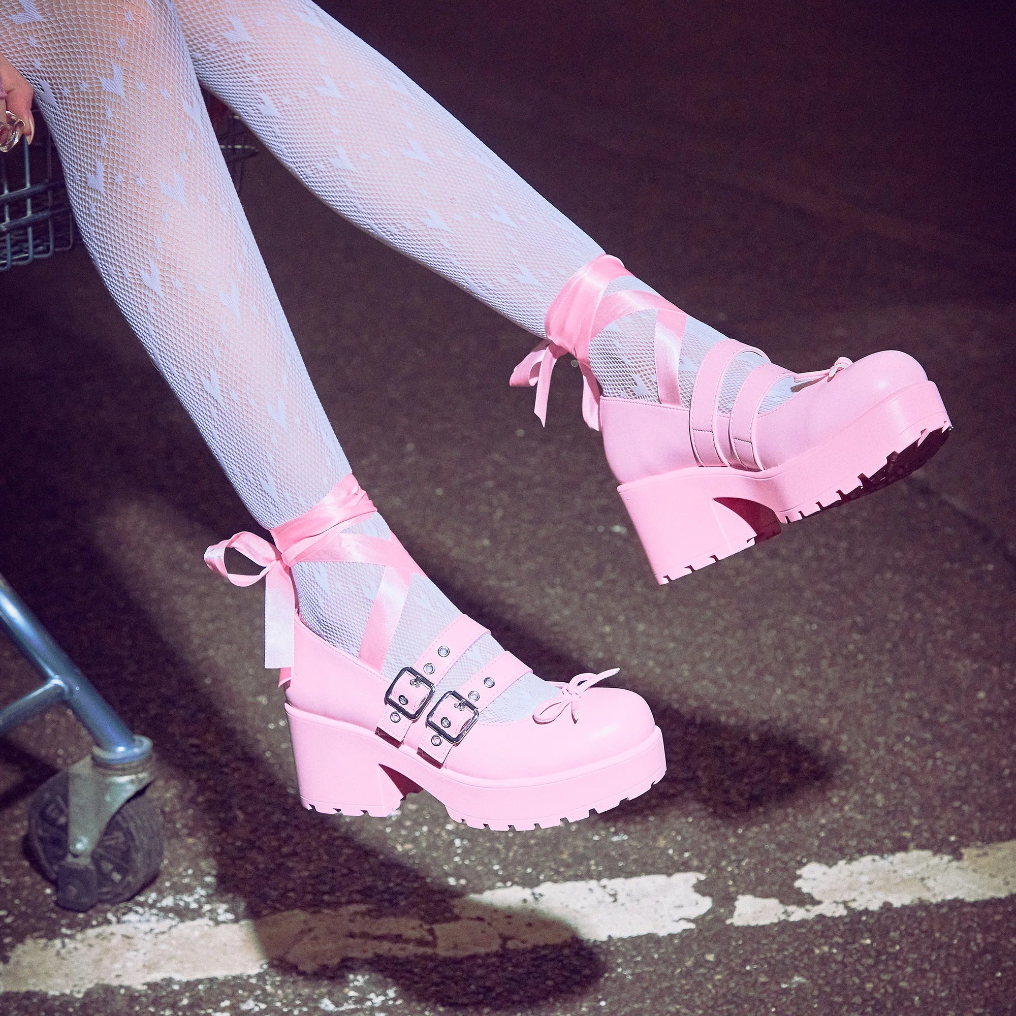 Miyako Lace Up Ballet Shoes - Pink-Clearance
