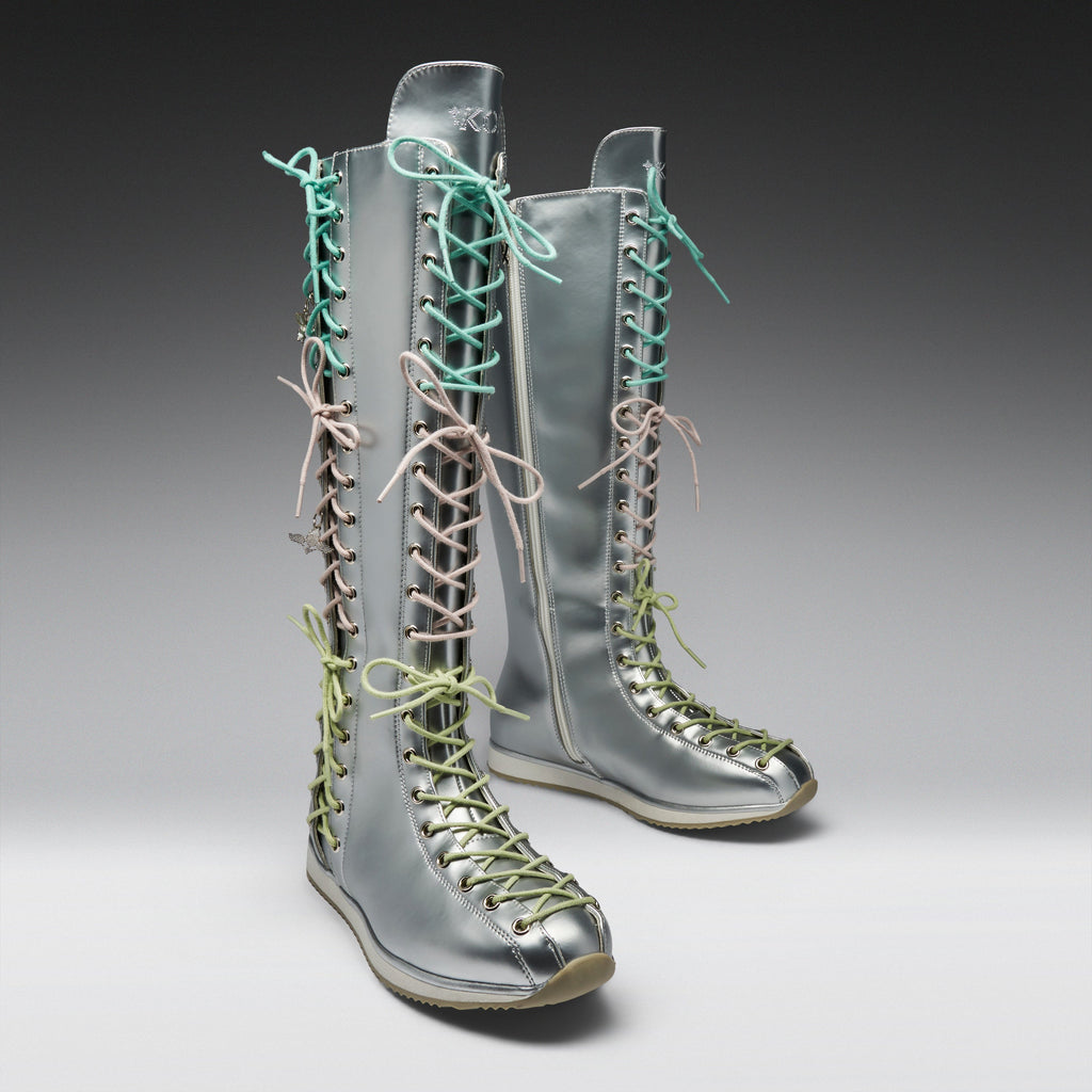 KOI Numinous Lace Up Charm Long Boots -Silver-Clearance