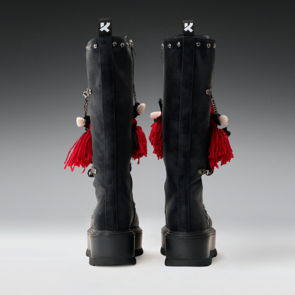 KOI Phantom Emissary Long Boots - Distressed Black
