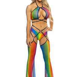 Rainbow Mesh Wrap Halter
