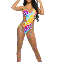 Rainbow Heart Leg-Wrap Bodysuit