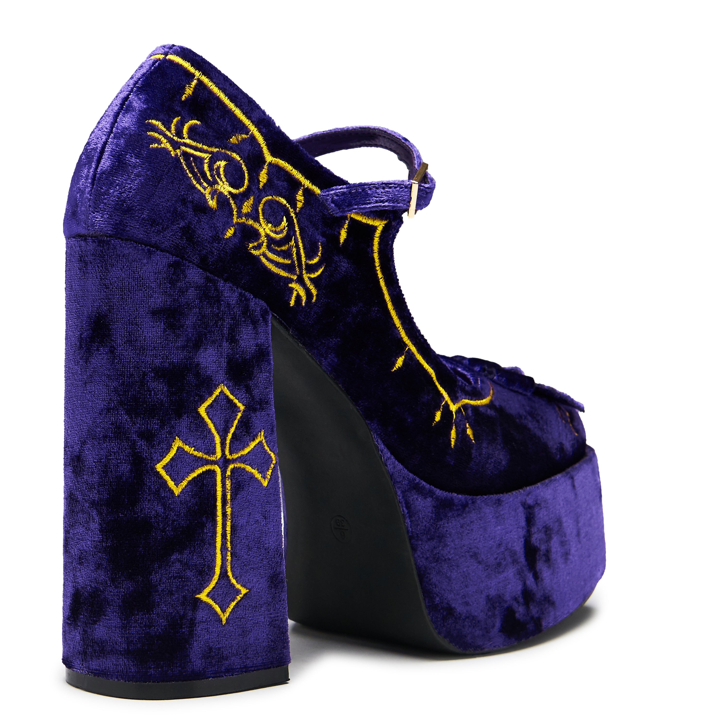 KOI Royal Manor Velvet Platform Heels - Purple
