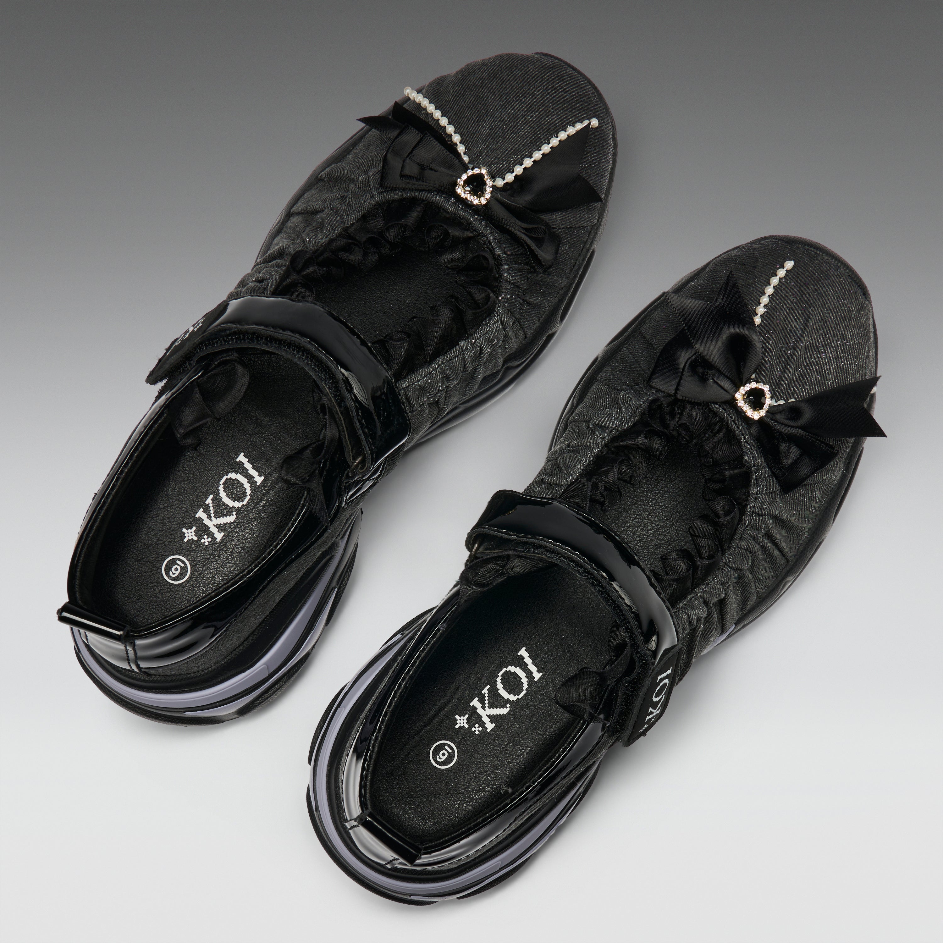 KOI Starlet Ruffle Ballet Mary Janes- Black