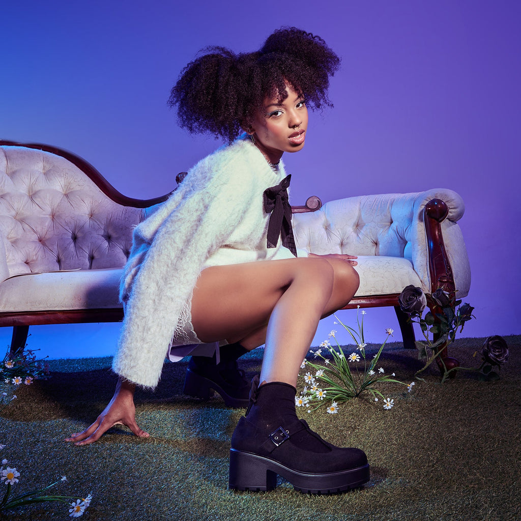 KOI Sai Black Mary Jane Shoes 'Suede Edition'-Clearance