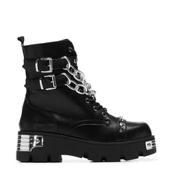 KOI Shackled Shadows Heavy Duty Chain Biker Boots - Black