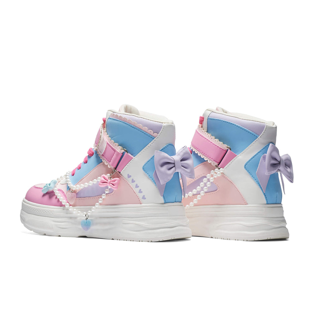 KOI Sugar Wishes Chunky Hi Top Trainers - Pastel Multi-Clearance