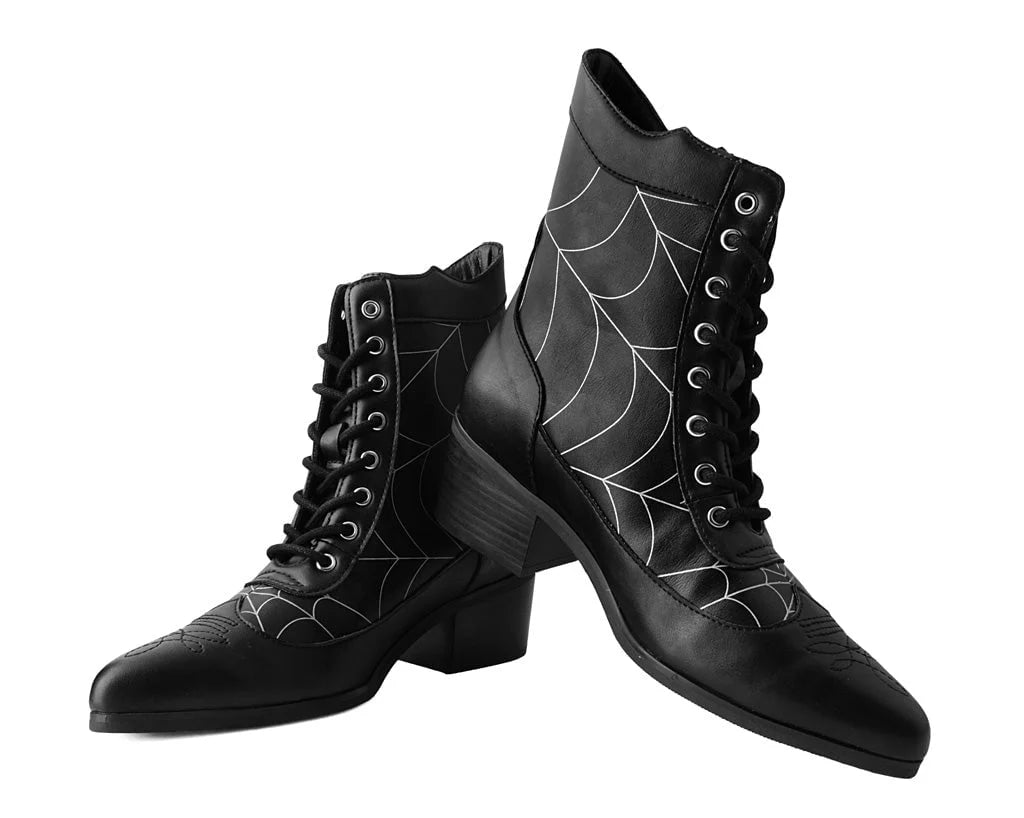 TUK Black Victorian 8-Eye Spiderweb Pointed Anarchic Heel